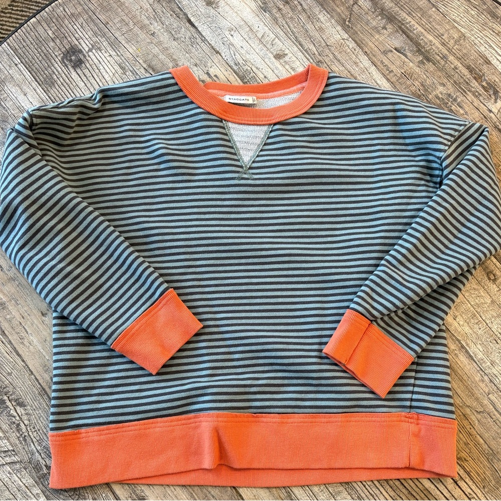 Striped Blue and Orange Sweatshirt